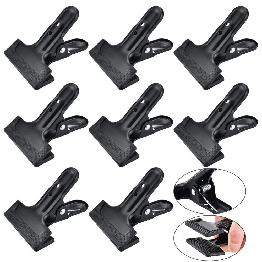 8 PCS Pince à Ressort en Métal Pinces Studio Photo Pince Fond Studio Photo Heavy Duty Pinces à Ressort 10.5 * 7.8 * 6.5cm pour Photo Fond Studio de Photographie Travaux du Bois - Noir