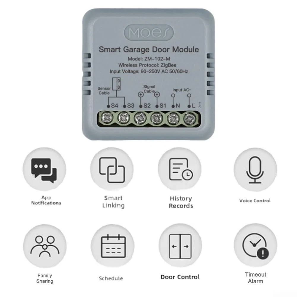 Ouvre-Porte de Garage Connecté Wi-FI, pour Smart Home Switch pour ZigBee pour Alexa pour Tuya, Smart Switch App Minuteur Commutateurs vocaux on/Off