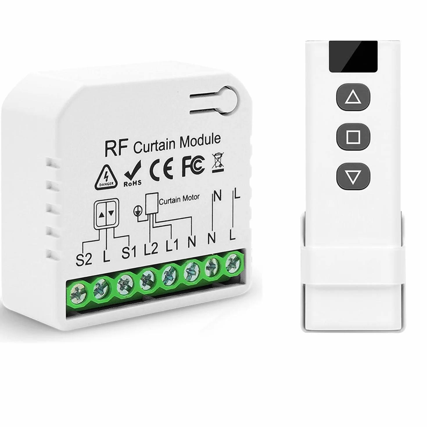 Interrupteur Module Volet Roulant Sans Fil, Commutateur de Commande à Distance Moteur AC sans Fil pour Volets Roulants Stores Stores Auvent AC 220V 230V Émetteur Radio RF Contrôle Portée 100M