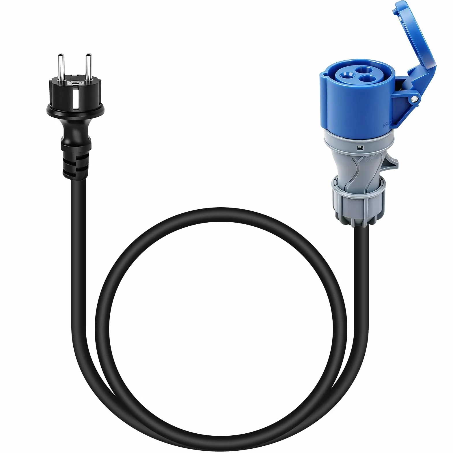Adaptateur Prise Camping, Adaptateur Fiche Mâle Schuko vers Prise Femelle CEE Câble de 1,5m H07RN-F3G 2,5mm² Protection IP44, 250V 16A Adaptateur CEE pour Camping Car, Caravane, Chantier et Extérieur