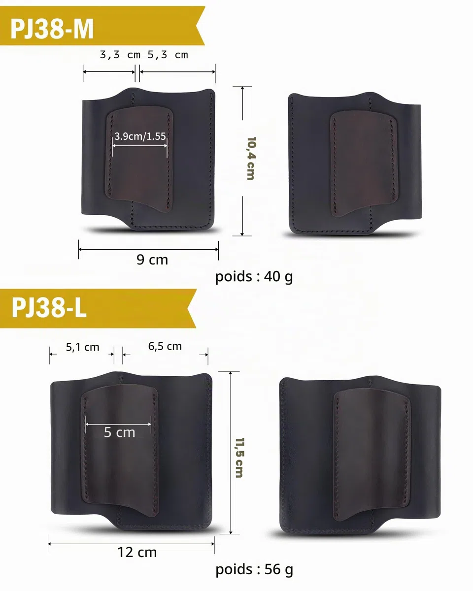 Étui EDC en Cuir VIPERAED PJ38, étui Multifonction en Cuir à 4 Poches, étui EDC Portable pour Homme, Lampe de Poche, Stylo, Couteau de Poche Pliable, Outil Multifonction