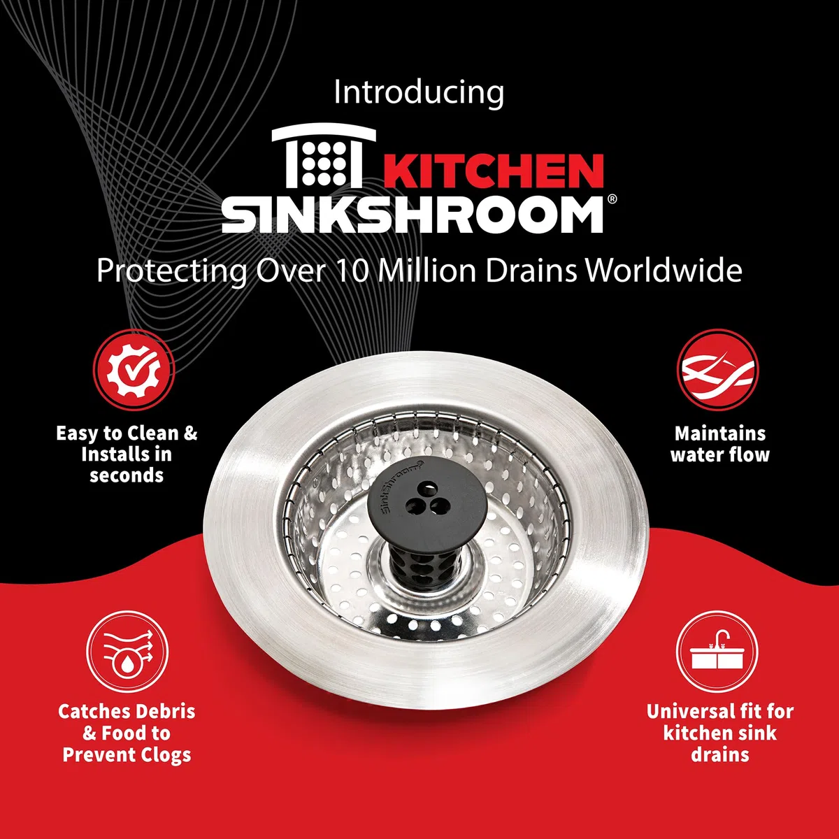SinkShroom Lot de 2 passoires d'évier en Acier Inoxydable