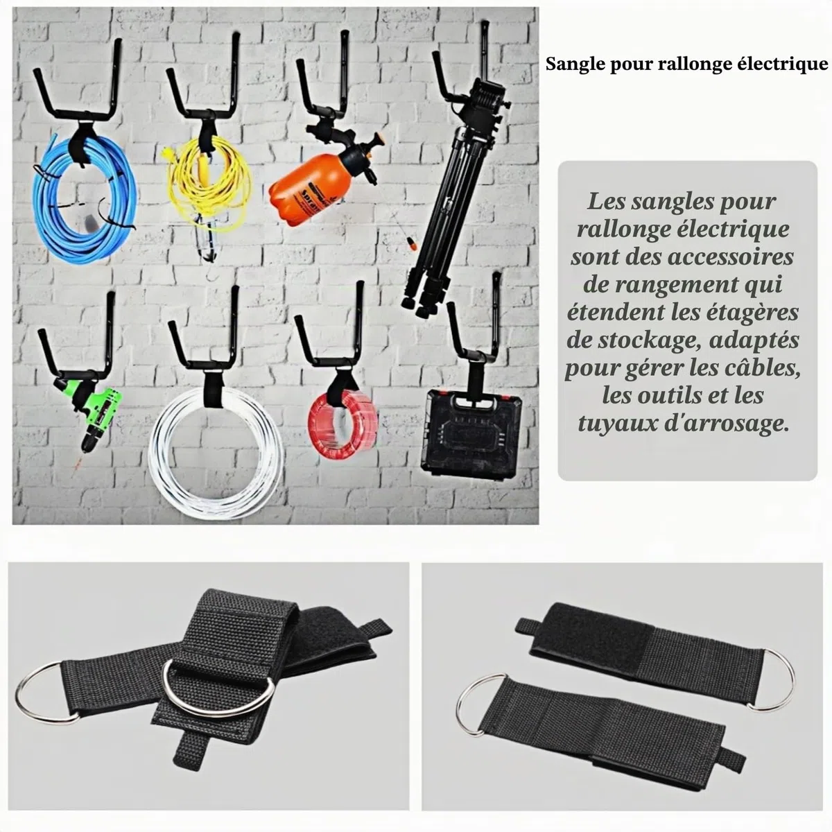 Crochets de rangement de garage aérien, double support de plafond robuste pour bois d'œuvre, échelles, vélos, pneus et autres articles volumineux (2, 42 cm)