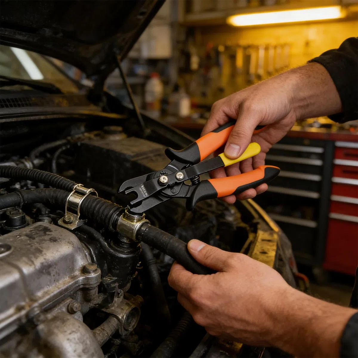 Pince à tuyau d'air – Déconnexion Push Connect, construction en acier au carbone, raccord universel, outil de réparation | Idéal pour les ateliers automobiles, les usines de tuyauterie, les