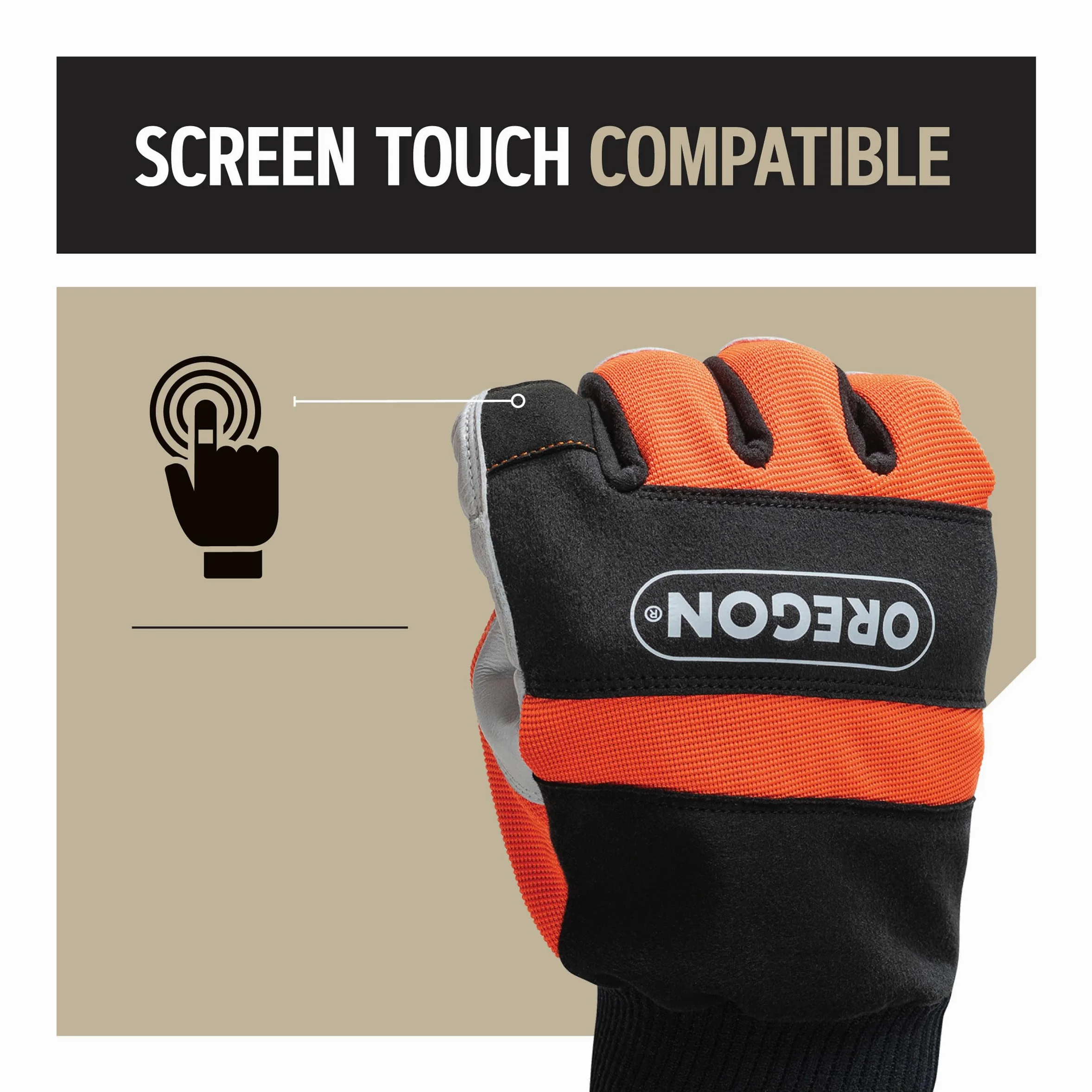 Oregon - Gants de Sécurité en Cuir pour Tronçonneuse, Protection de la Main Gauche, Taille L