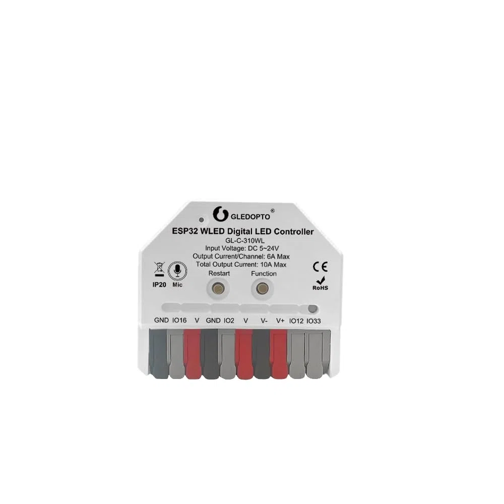 GLEDOPTO ESP32 Mini WLED LED Contrôleur With Mic DIY Music Dynamic Modes Digital WS2811 WS2812 SK6812 TM1814 WS2813 WS2815 Strip