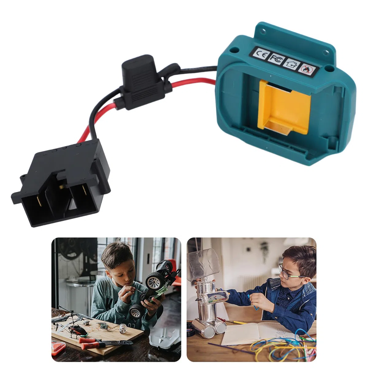 Adaptateur de Batterie Kit de Conversion de Batterie pour Jouet D'équitation pour Enfants, Connecteur de Faisceau de Câblage électronique, Convertisseur de Batterie avec Support