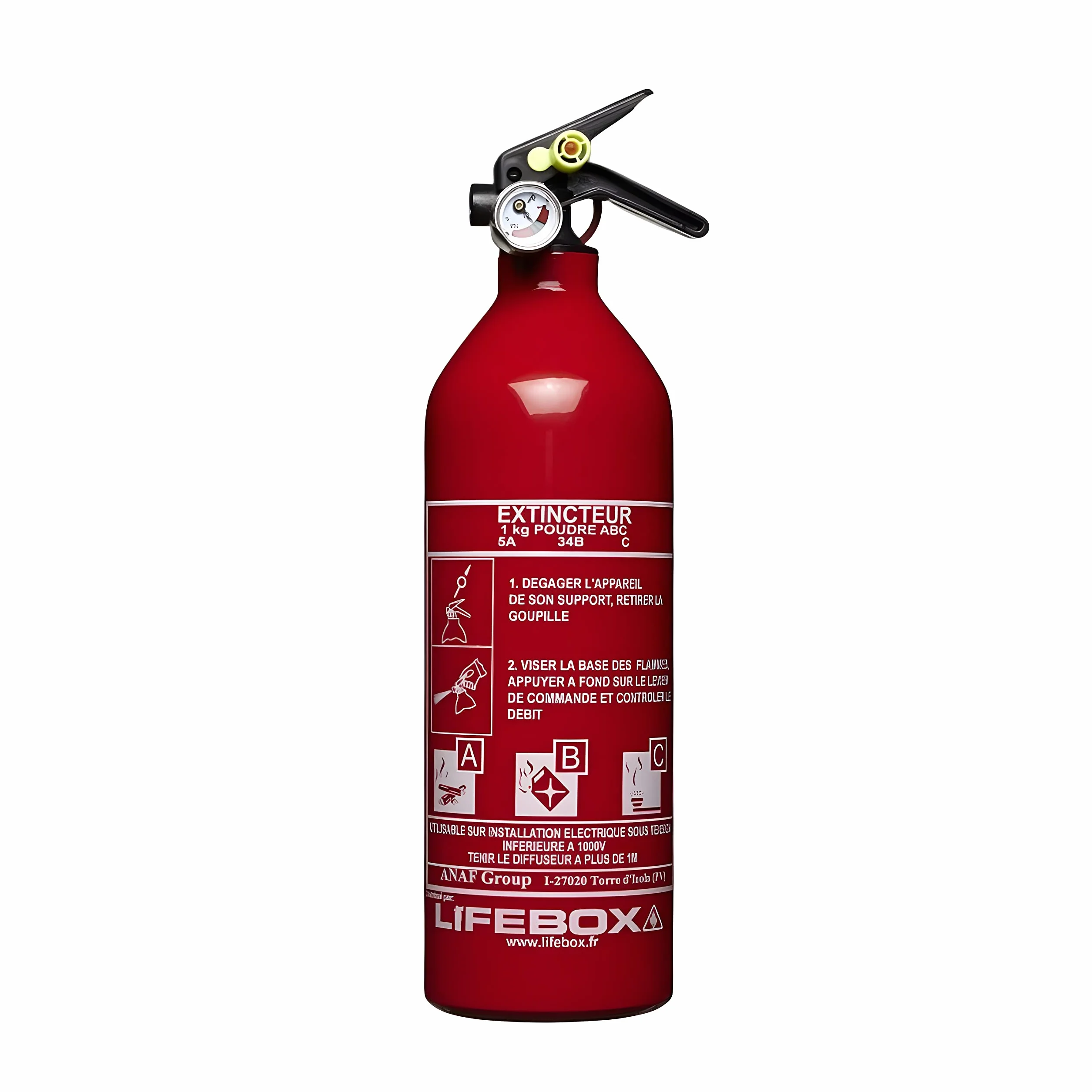 Extincteur 1kg a Poudre avec manomètre Auto Test- ext01