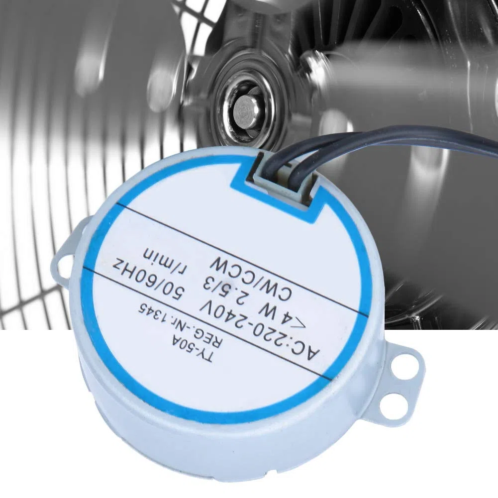 Moteur Synchrone CA 220-240V 50/60Hz 4W avec Direction Réversible, Arbre Rond 7mm, 2.5/3 tr/min, pour Ventilateur