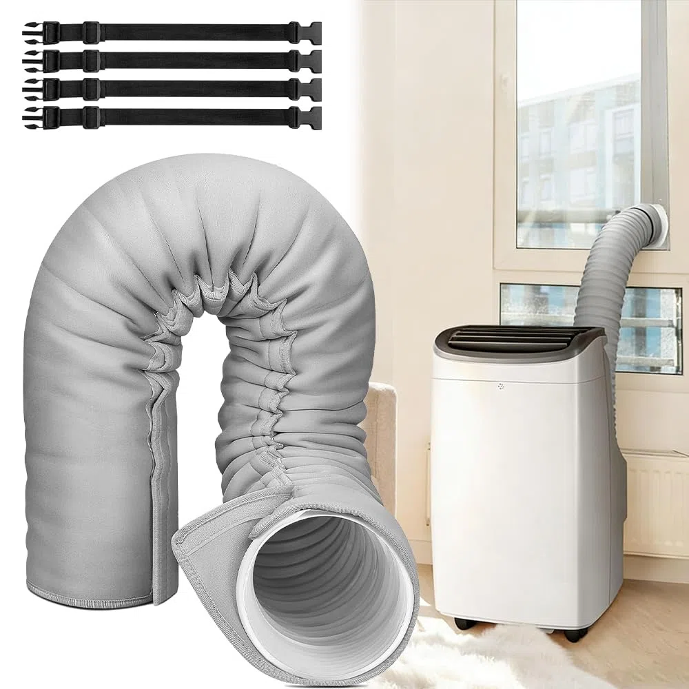 Manchon Isolation Tuyau Climatiseur, SGZIOO Manchon d'Isolation de Tuyau Pour Tuyaux D'échappement de 5" et 5,9" de Diamètre, avec 4 Sangles Réglables