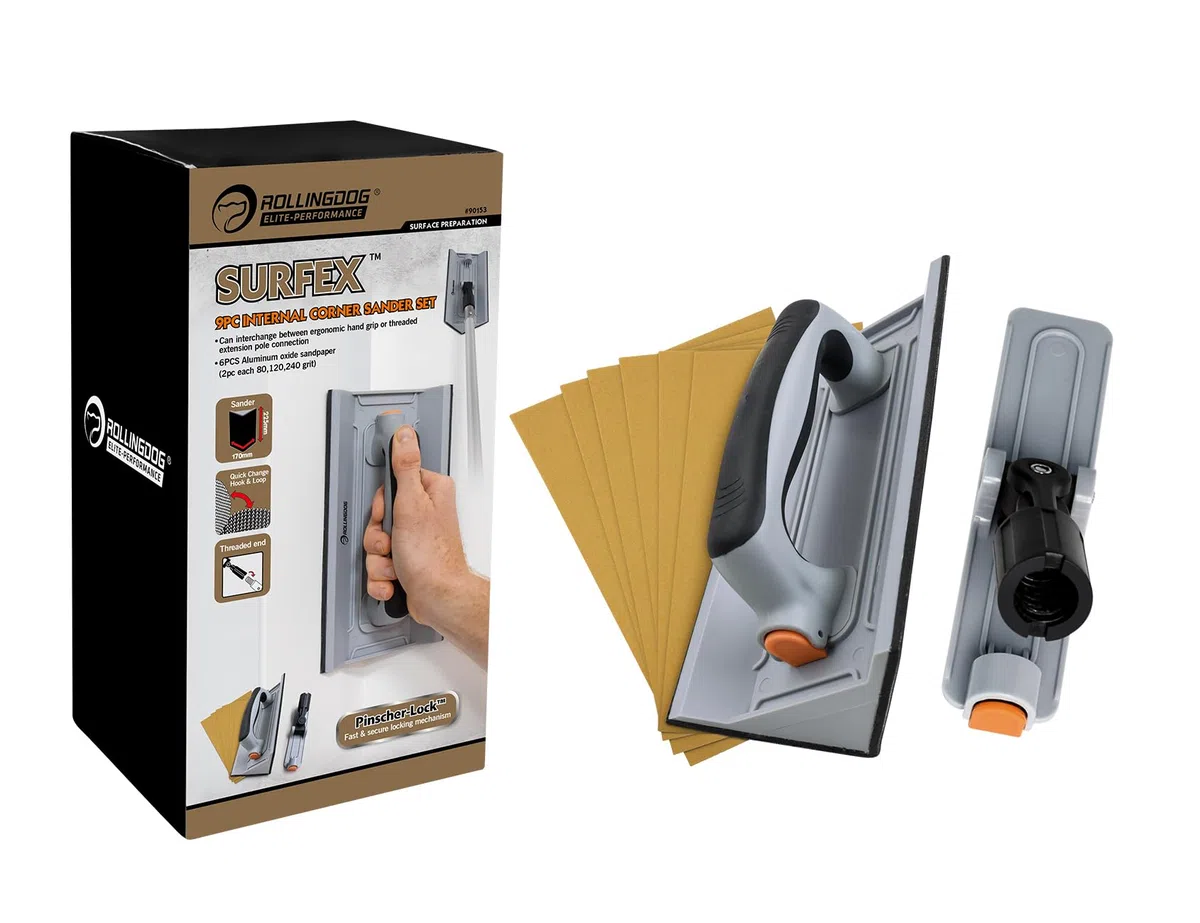 ROLLINGDOG Ponceuse d'angle manuelle pour cloison sèche – 6 pièces de papier abrasif en maille d'oxyde pour nettoyage et polissage des murs d'angle