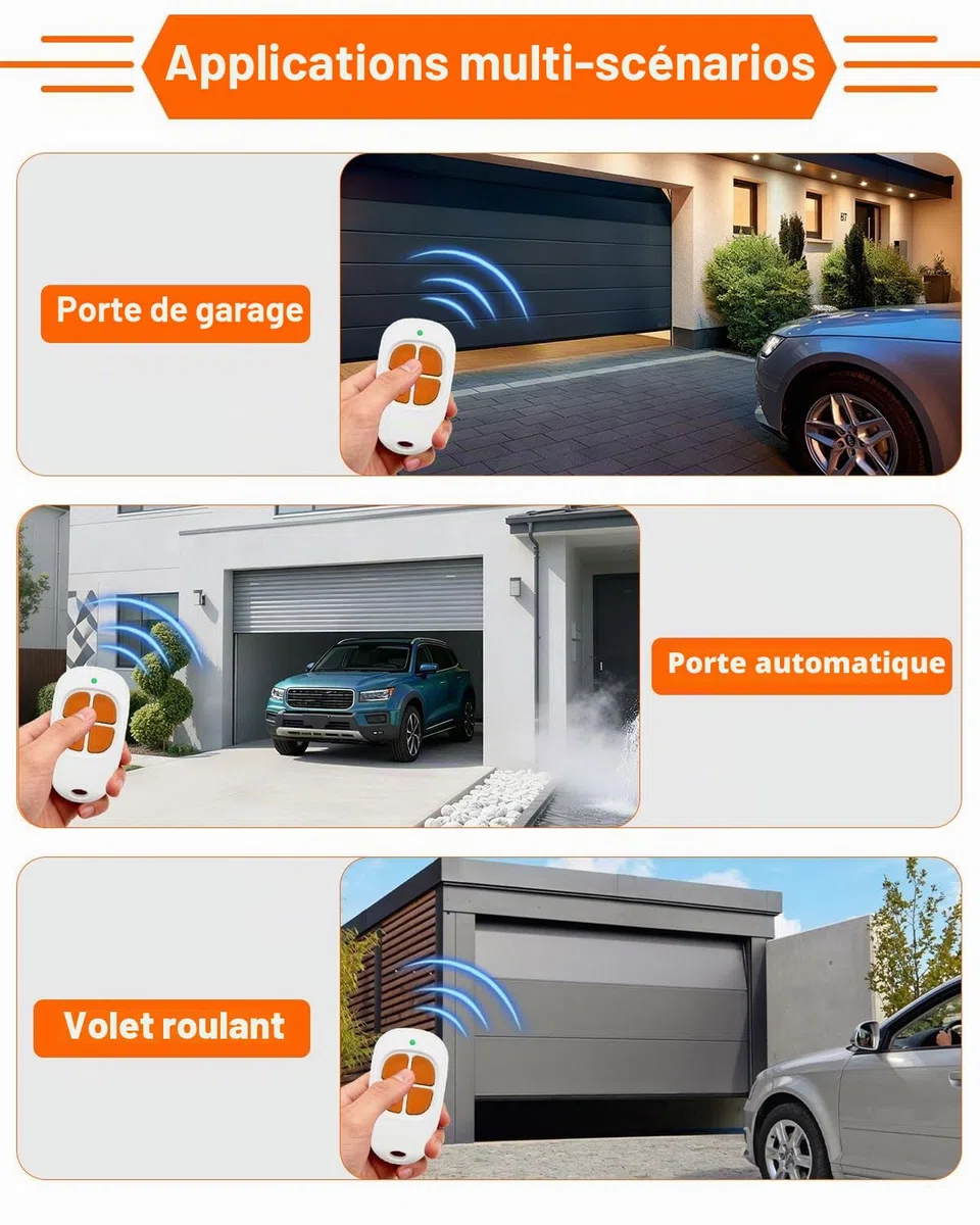 SCS Sentinel Lot de 2 télécommandes 4 canaux 433,92 MHz pour Portail et Garage, télécommande Sentinel Compatible avec AAM0085, sûre, Durable et Facile à Programmer, Orange