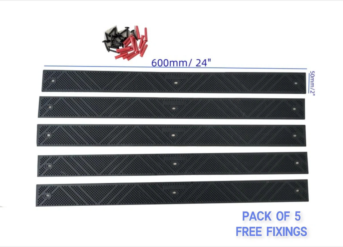Lot de 5 bandes antidérapantes noires en polypropylène résistant avec fixations