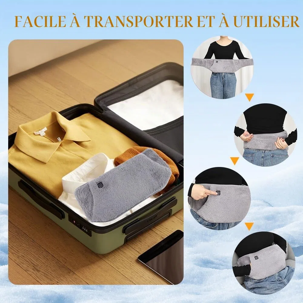 Ceinture Chauffante Electrique, Ceinture Chauffante Lombaire avec poches pour les mains, contrôle de la température à trois niveaux pour les douleurs au dos, à l'abdomen et à la taille