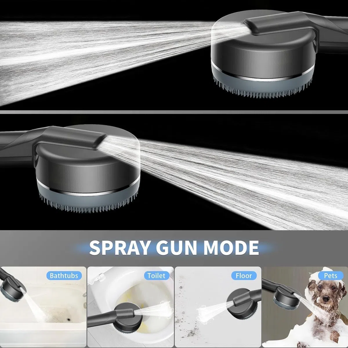 Pommeau de Douche Haute Pression,Pommeau de Douche Anti Calcaire Filtrant - Douchette Shower Jet 3+1 Modes avec Bouton Pause, Économie d'Eau,Douche Tuyau 1.5M Avec 3 filtres et support mural