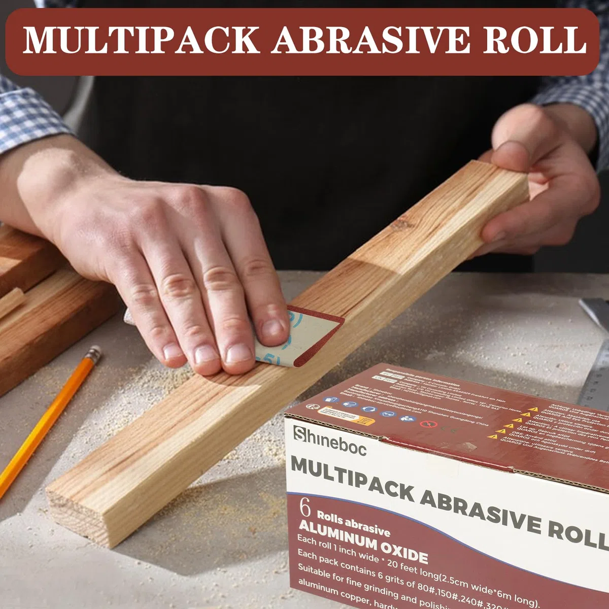 Rouleaux Papier Abrasif Grain 80-600 Papier Poncer Sec et Humide | 25 mm x 6 m pour la Réparation de Meubles en Bois le Ponçage de Métaux, le Polissage de Voitures