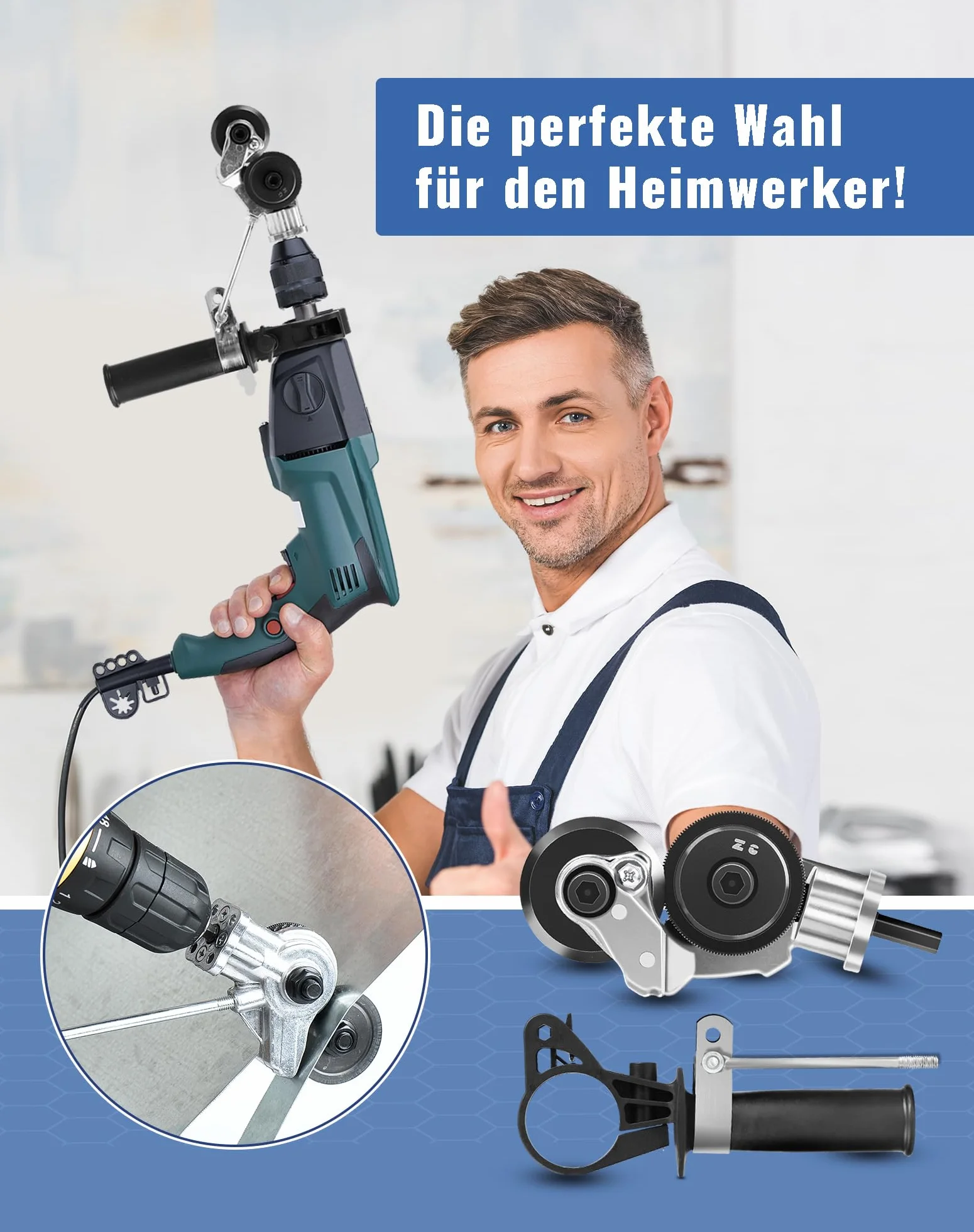 Grignoteuse à Tôle Électrique - Cisaille à Métal pour Perceuse - Accessoire de Coupe Métallique Universel Outil de Découpe pour Tôle Fine et Moyenne