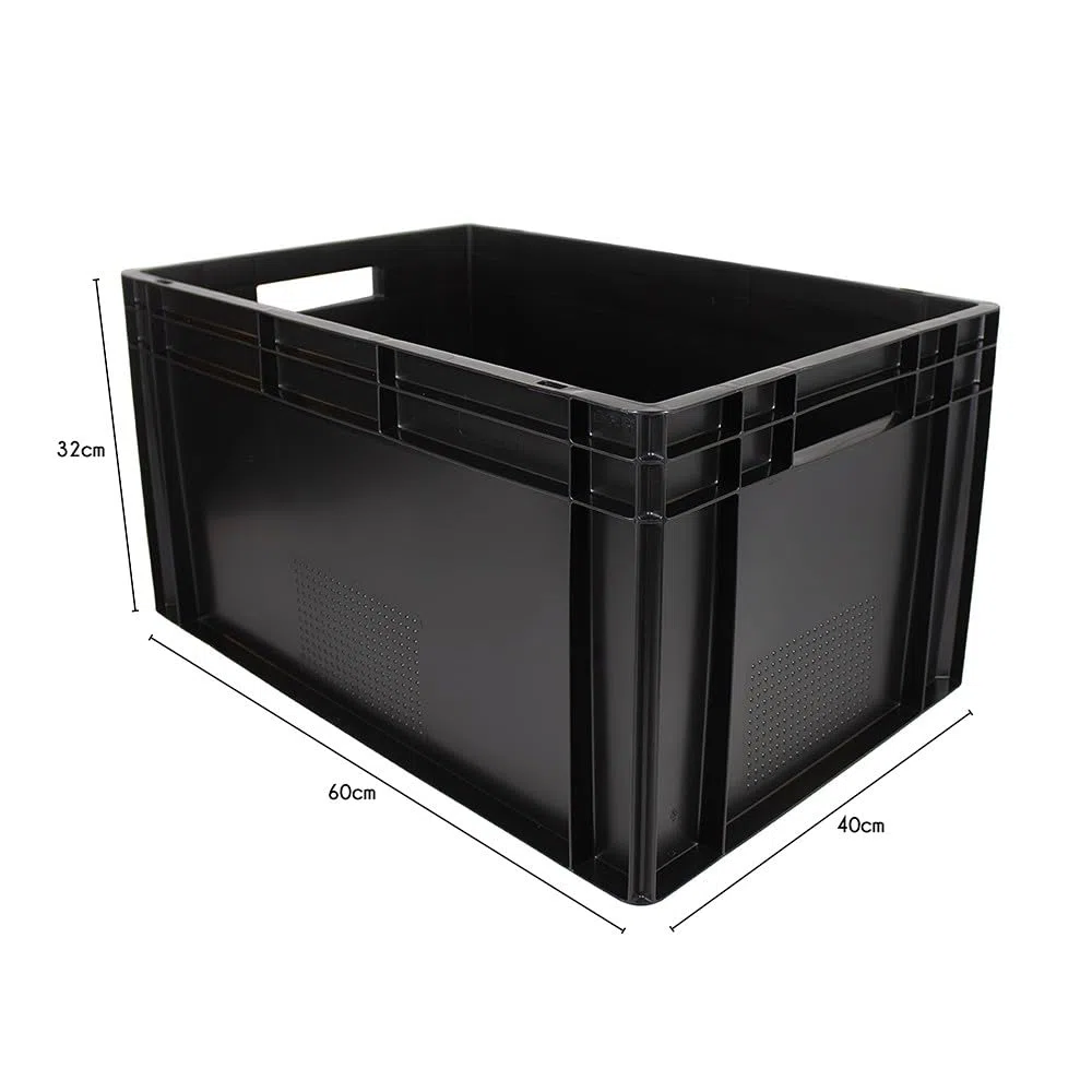Box and beyond - Bac Gerbable - 60 x 40 x 32 cm - 60L - Charge 20 kg - Plastique Noir - Stockage, Rangement, Outils, Bricolage - Résistant - Réutilisable - Garage, Cave, Buanderie