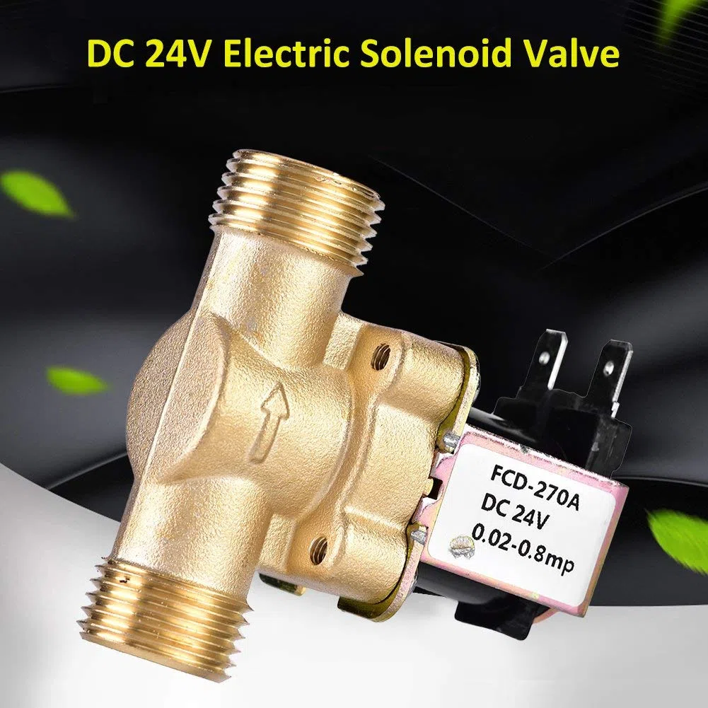 Électrovanne 1/2' DC 24V Normalement Fermée en Laiton, Vanne Électromagnétique pour Contrôle de l'Eau
