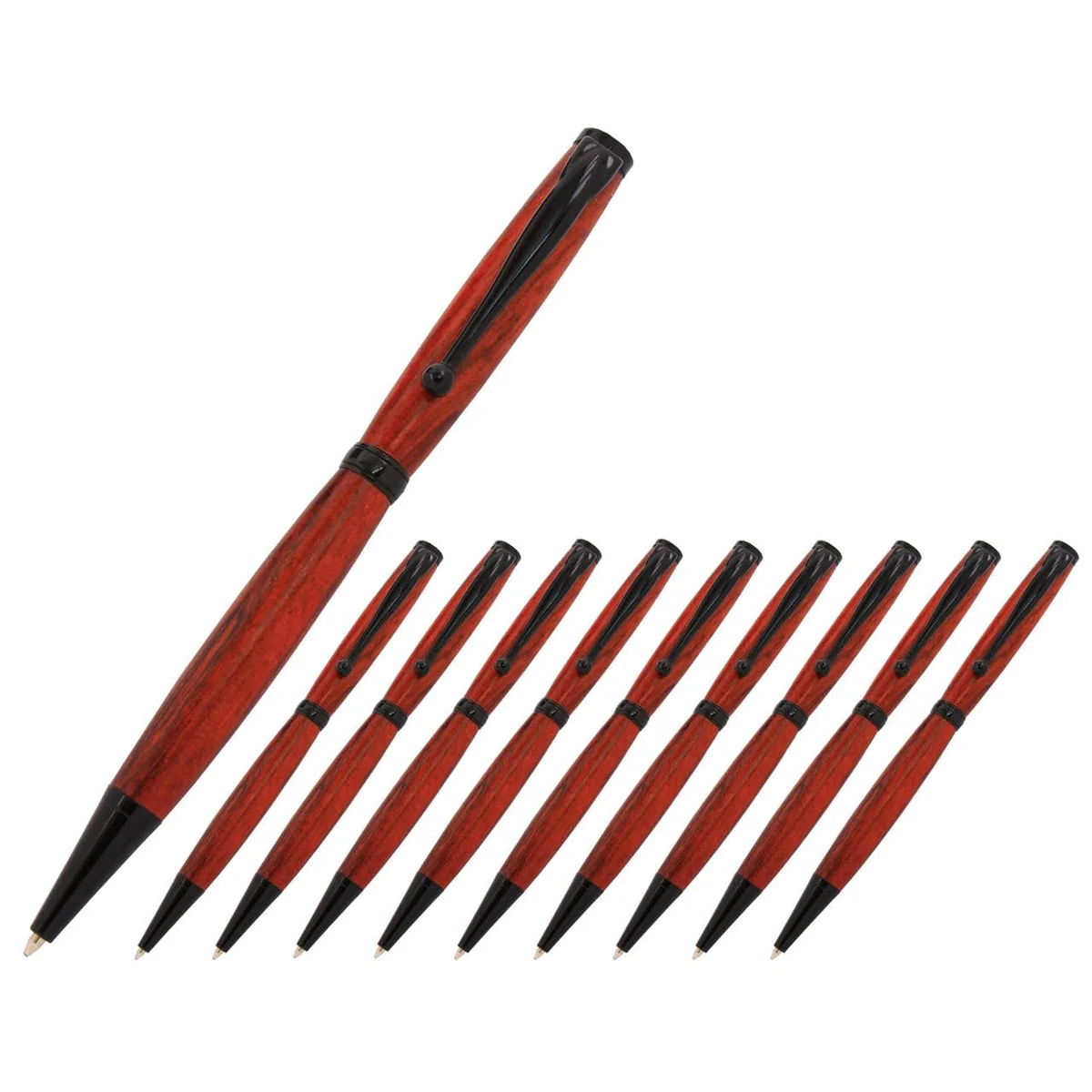 Generic Lot de 10 stylos torsadés pour tournage sur bois (noir chromé)