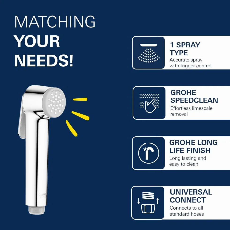 GROHE Tempesta-F Trigger Spray 30, Pommeau de Douche 1 jet avec Gâchette, Chromé, 27512001 (Import Allemagne)