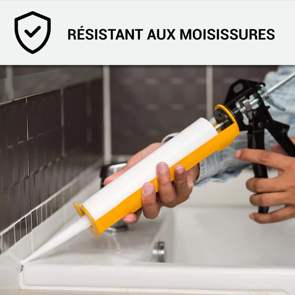 Joint silicone, douche, baignoire, sanitaire, sdb - 300 ml x 3 Blanc - ARCANE INDUSTRIES