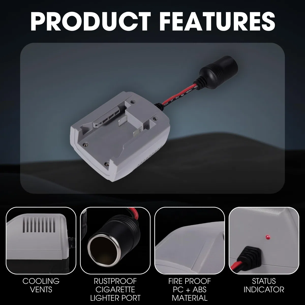 TONSIM Adaptateur pour Batterie 18V Milwaukee – Convertisseur Step-Down avec Prise Allume-Cigare – Compatible avec Toutes Les Batteries 18V Milwaukee – Idéal pour Outils 12V et Accessoires Auto