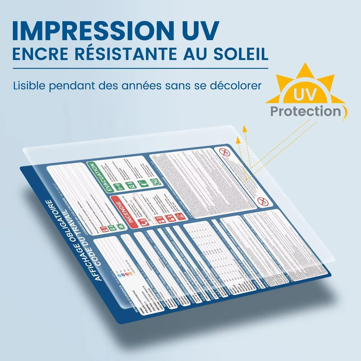 Panneau Code du Travail 2026 - Affichage Obligatoire - 400 x 300mm - Plastique PVC Rigide de 1 mm avec Dos Auto-Adhésif - Résistant aux UV - Conforme droit du travail