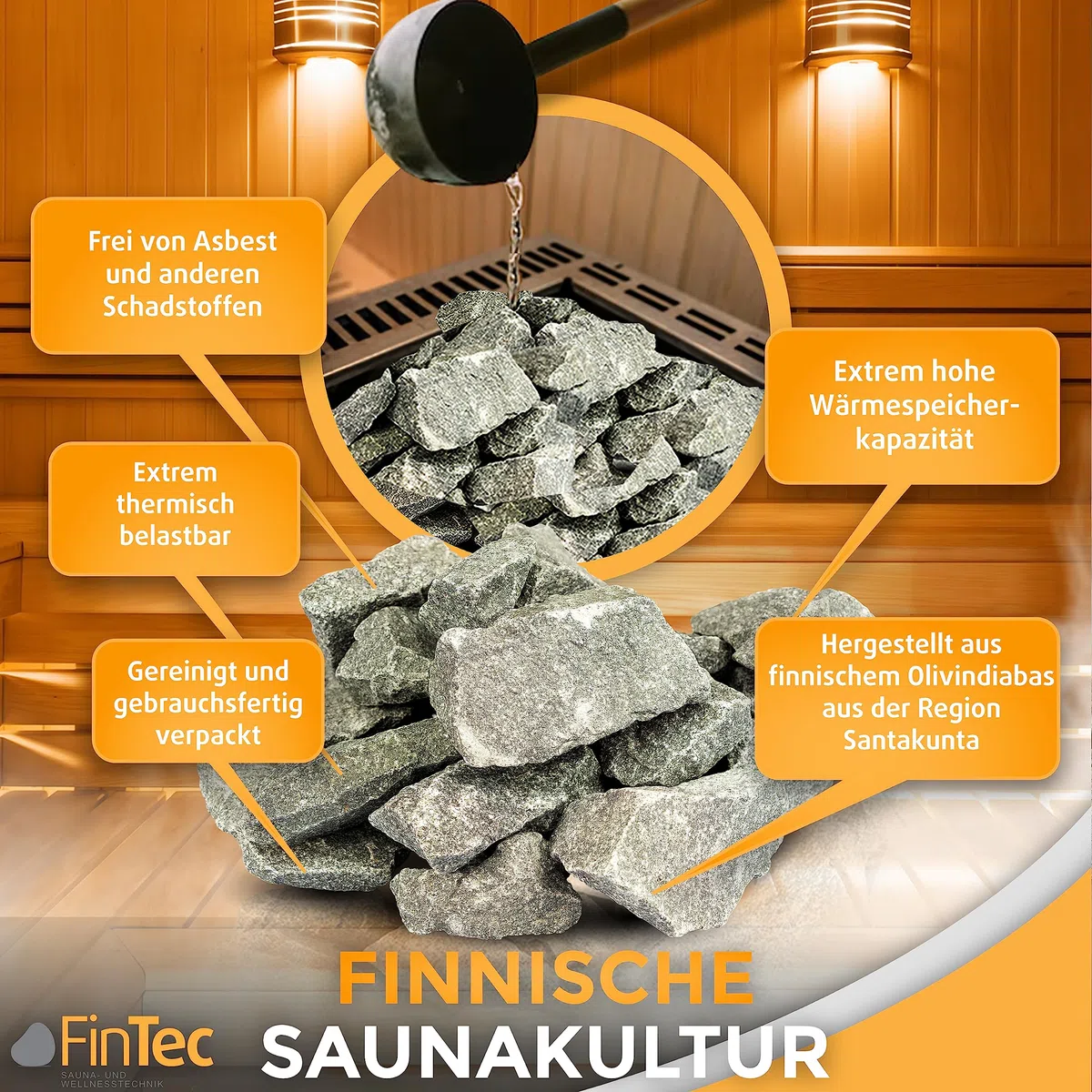 Pierres de sauna finlandaises, 20 kg, taille 1