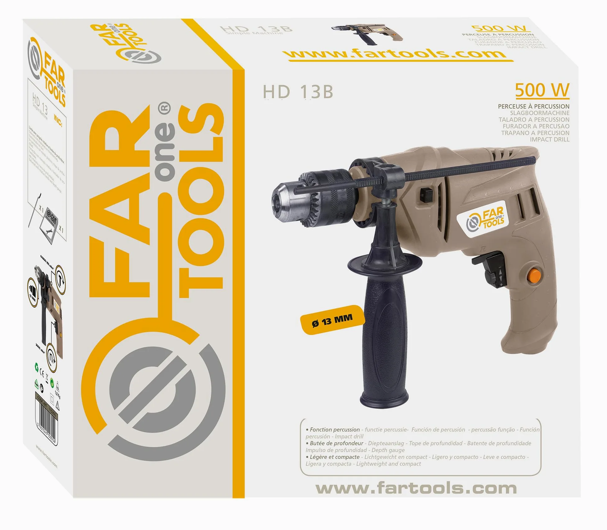 Fartools Perceuse à Perceuse 500W Mandrin à Clé Ø13mm