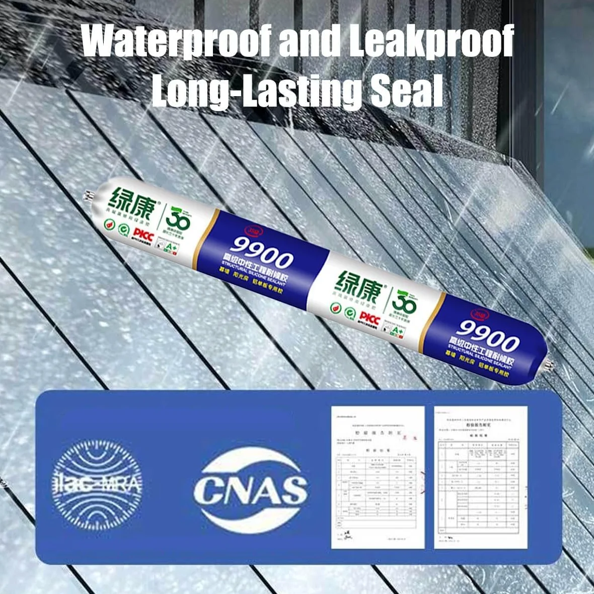 9900 Silicone Waterproof Sealant, Clear Multipurpose Caulk for Roof, Mastic Silicone Imperméable pour Extérieur, Résistant à la Chaleur, aux Déchirures et à l'étirement (Clear)