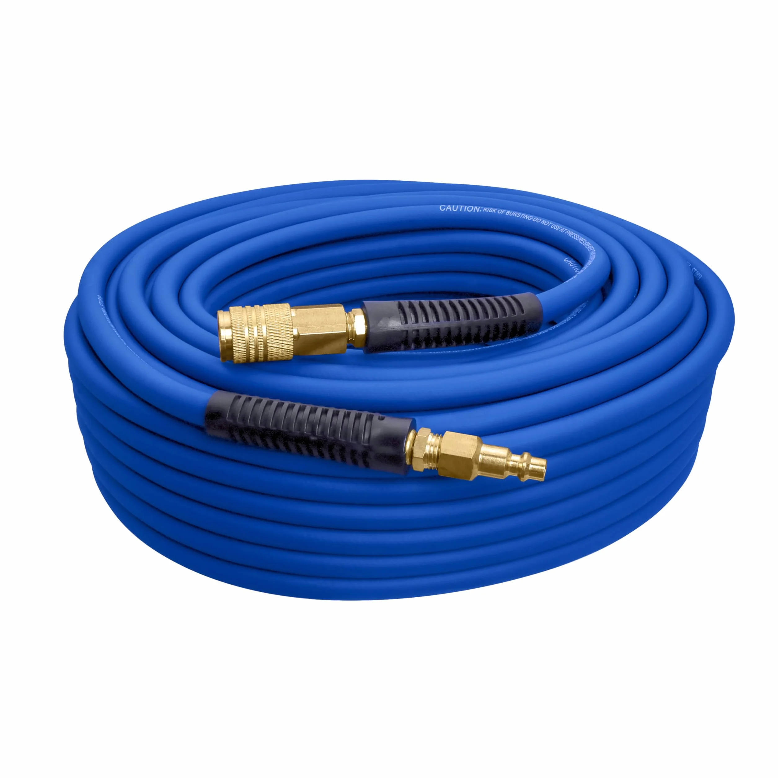 Estwing E1450PVCR Tuyau d'air hybride en PVC/caoutchouc de 15,2 m avec raccord industriel NPT en laiton et coupleur universel à connexion rapide, bleu et jaune, 0,6 cm x 15,2 m