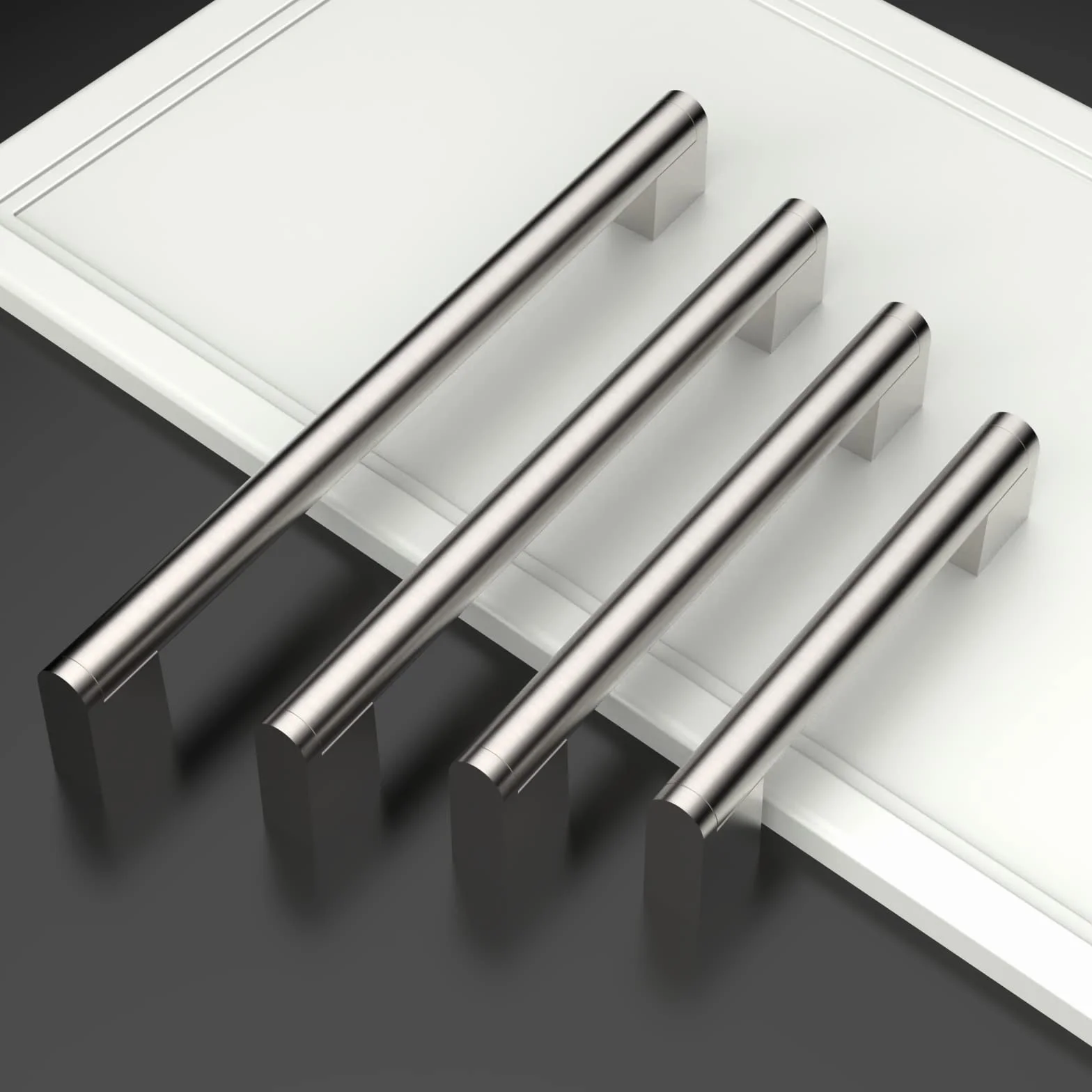 Amerdeco 10 Pièces de Meuble Cuisine Acier Inoxydable Nickel Brossé Entraxe 192mm pour Porte d'armoire Poignées de Porte de Cuisine UK0038