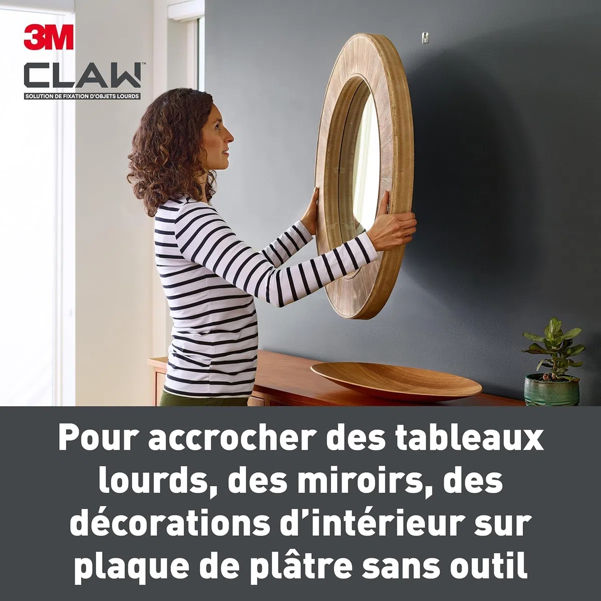 3M CLAW Crochets Pour Accrocher des Tableaux Sur des Murs en Plâtre, Lot de 9 - Fixation d'objets Lourds sans Outil (Tableaux, Miroirs, Déco Intérieure) - Supporte jusqu'à 7 kg, 11 kg, 20 kg, 30 kg