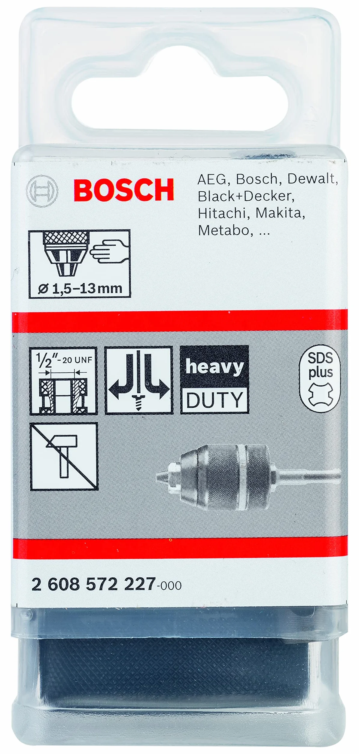 Bosch Accessories Accessoires - 2608572227 Mandrin sans clé SDS-plus 1,5-13 mm, SDS-plus