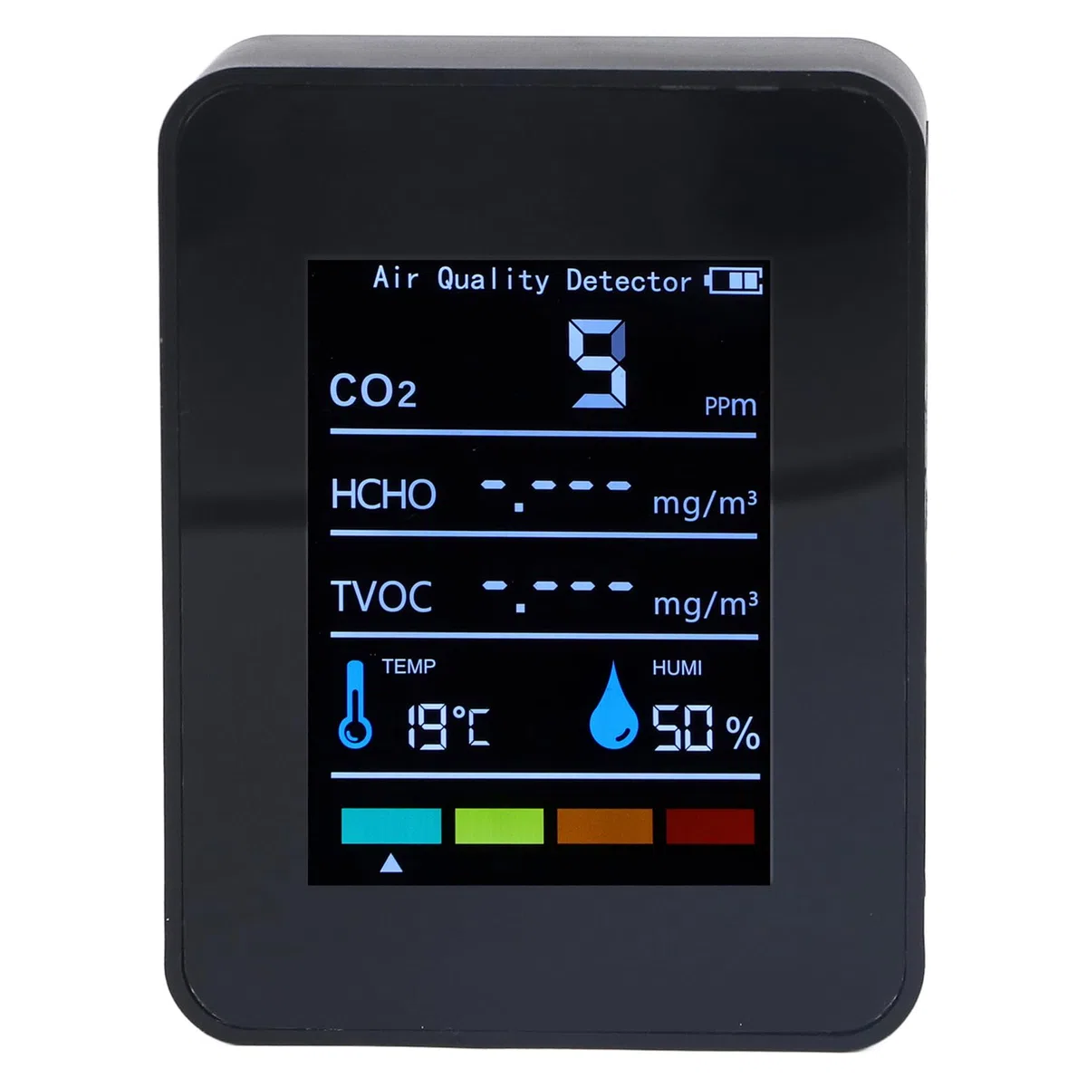 Moniteur de Qualité de l'Air Intérieur - Détecteur de CO2/TVOC/HCHO en Temps Réel avec Affichage LCD Précis - Testeur d'Humidité et Température - Portable pour Maison, Bureau, Serre (Écran Réglable)