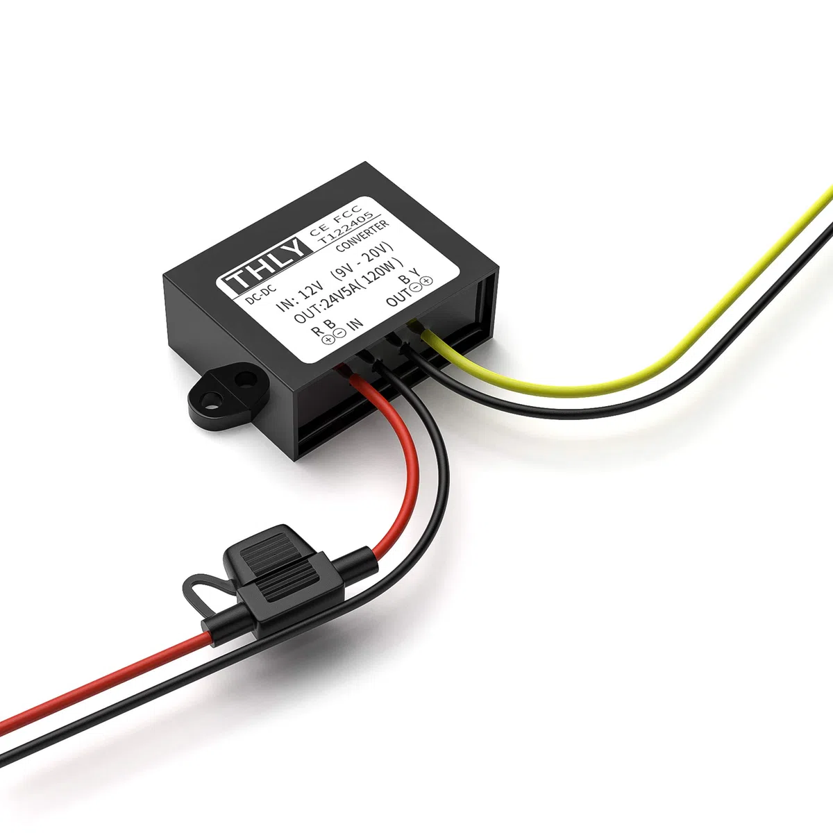 Convertisseur 12v 24v, Transformateur DC 5A 120W Transformateur élévateur avec Fusible étanche, pour Bateau de Véhicule de Camion de Golf (Accepter Les Entrées DC9-20V)