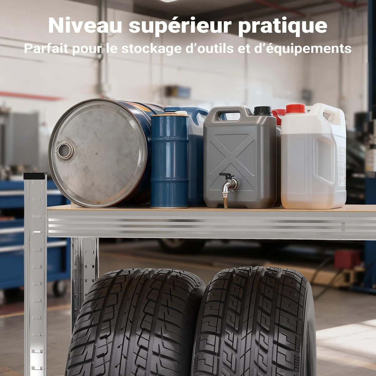 WilTec Rayonnage pour pneus 795 kg Rack à pneus 180x120x40cm Etagère d’Atelier Charge Lourde Stockage