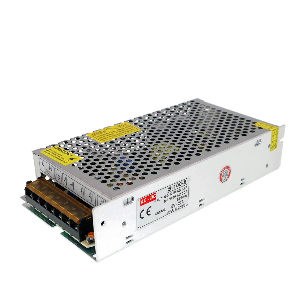 Alimentation 5V 20A 100W Transformateur AC 100-240V à DC 5V Convertisseur de Commutation pour Éclairage LED, Équipements Électroniques, Contrôle Industriel