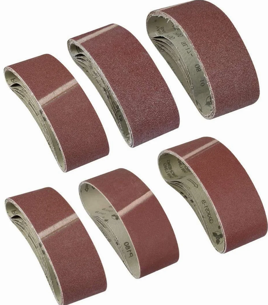 KAHEIGN 30 Pièces Bande De Ponçage, 75 x 533mm Tissu En Tissu Bande De Ponçage 40/60/80/120/180/240 Grains Oxyde D'aluminium Papier De Verre Ceintures Power File Pour Ponceuses à Bande Bosch