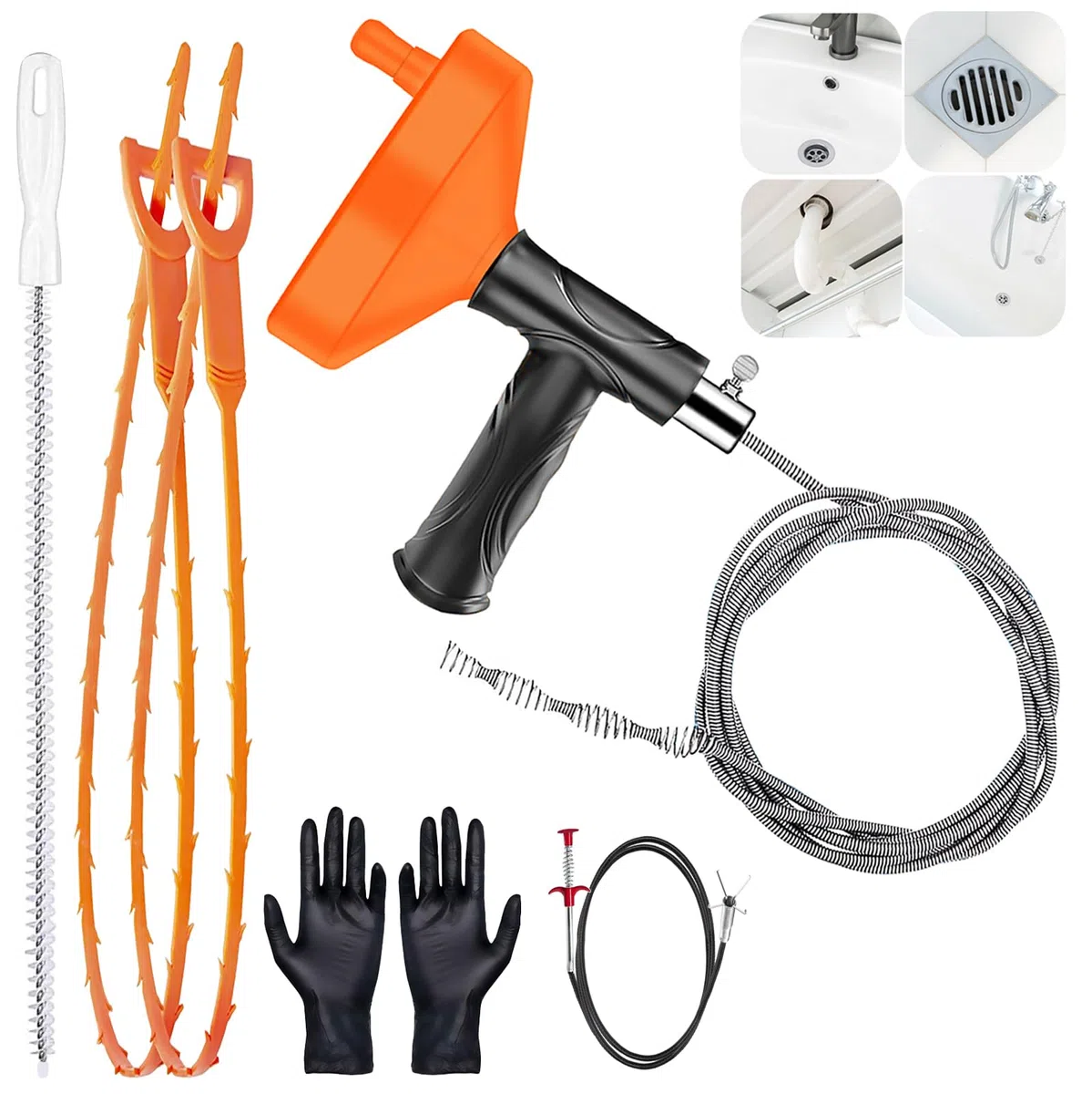 Furet Déboucheur Canalisation [10M]—Convient pour les tuyaux, les cuisines, les salles de bains, les cabines de douche, les toilettes et le débouchage des tuyaux bouchés.Lot de 5-Spirale de nettoyage