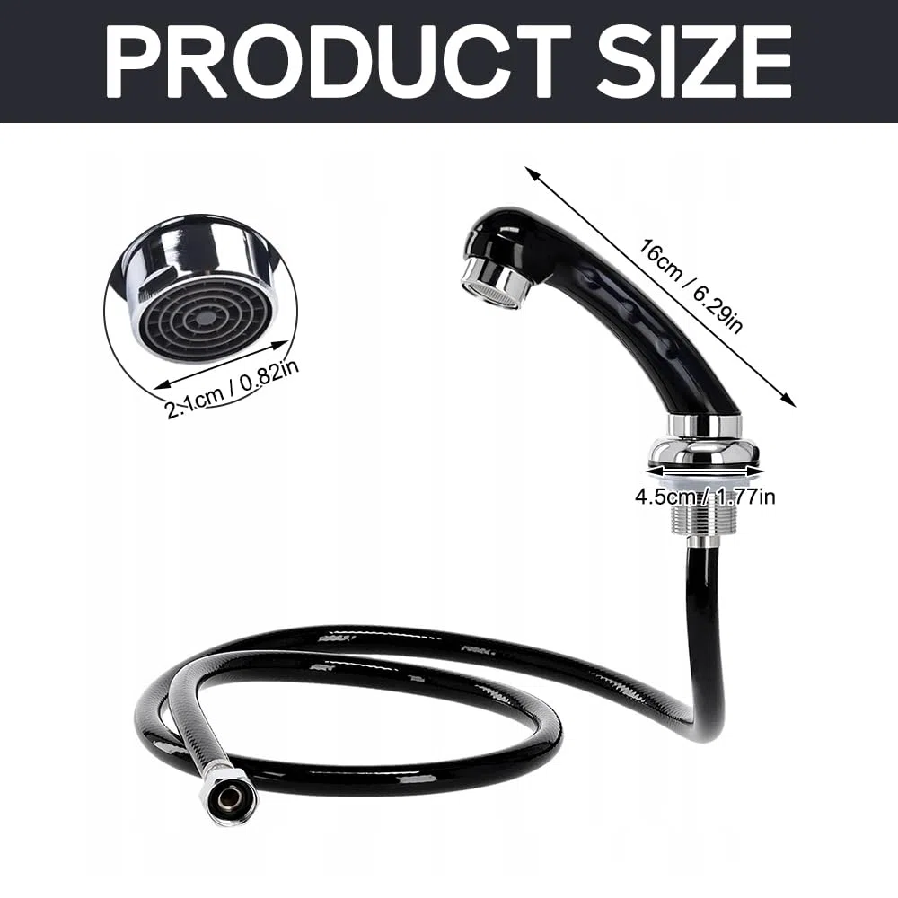 Flexible de douche, douchette pour lavabo, douchette en ABS, accessoires de coiffure avec flexible long, pommeau de douche pour lavabo (noir)