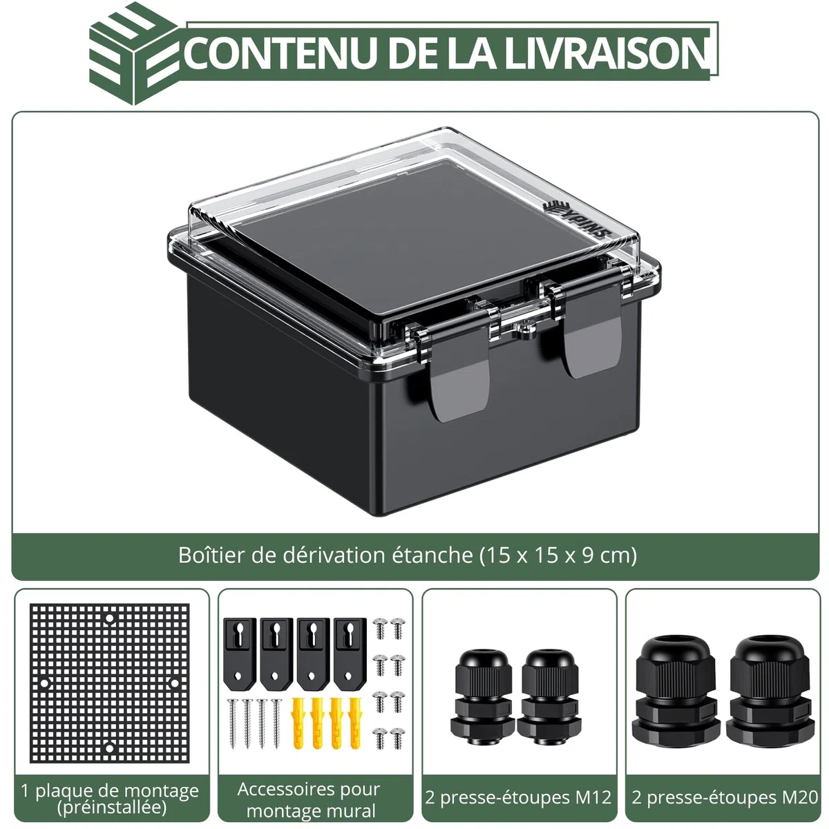 EYPINS Coffret Electrique Etanche Exterieur en ABS Boîte de distribution étanche Boîte de Jonction IP67 Étanche Idéal pour Irrigation Piscine et Projets DIY (15x15x9cm-Transparent)