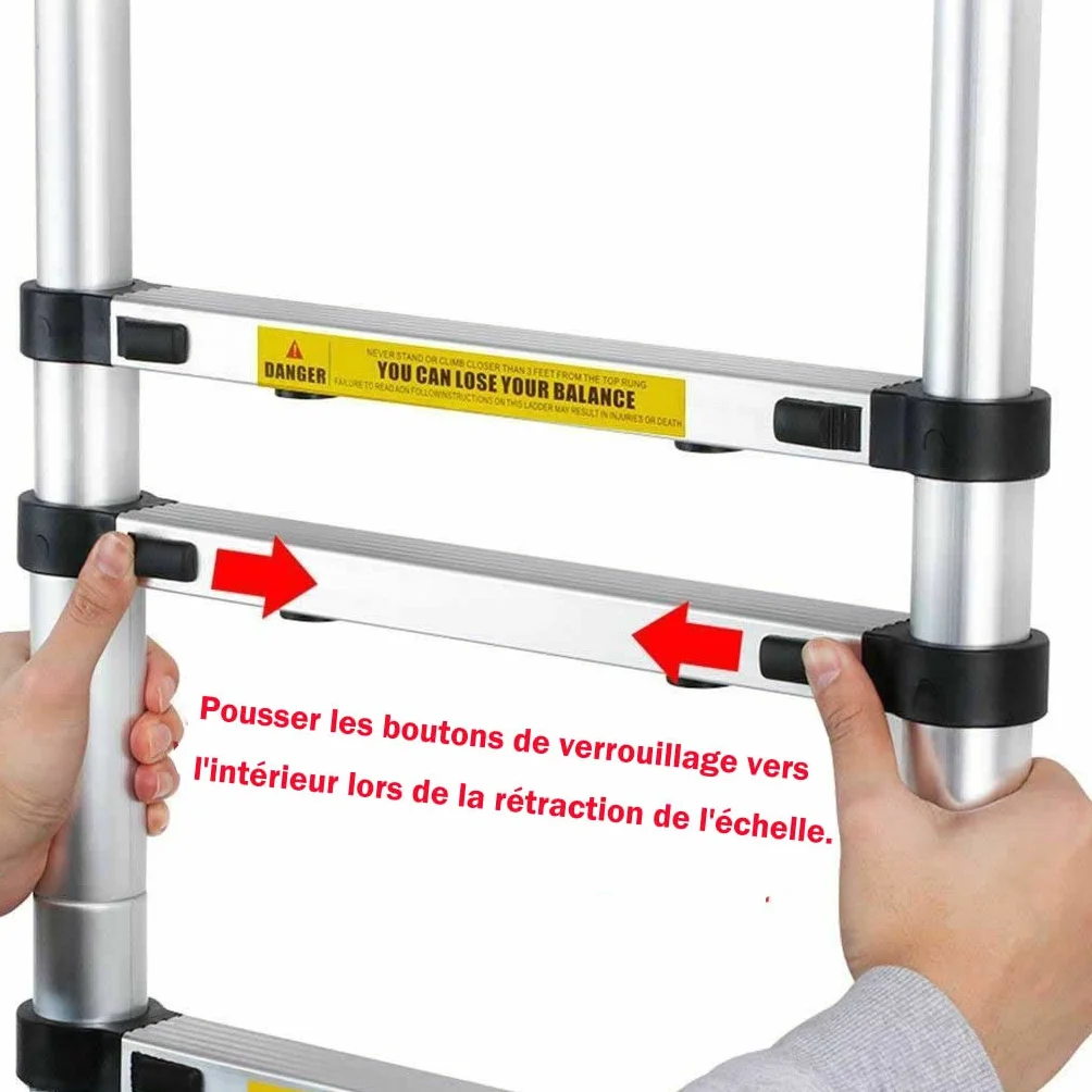 Marchepieds escamotables, échelle Télescopique, Escabeau Telescopique Pliable, Echelle Escamotable en Métal, Charge Max 150 kg (5M (2,5M + 2,5M))