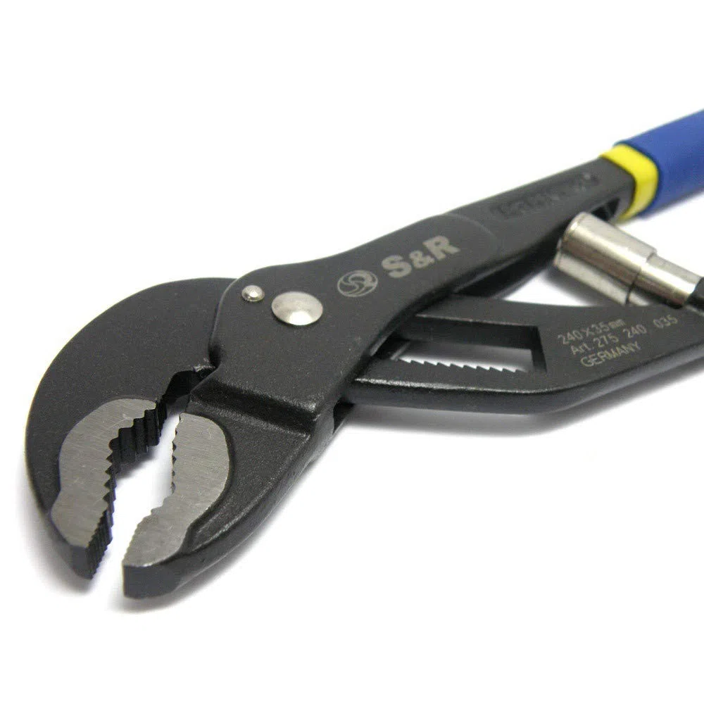 S&R Pince Multiprise Automatique Professionnelle, 300x40mm, CR-V, poignées double revêtement.
