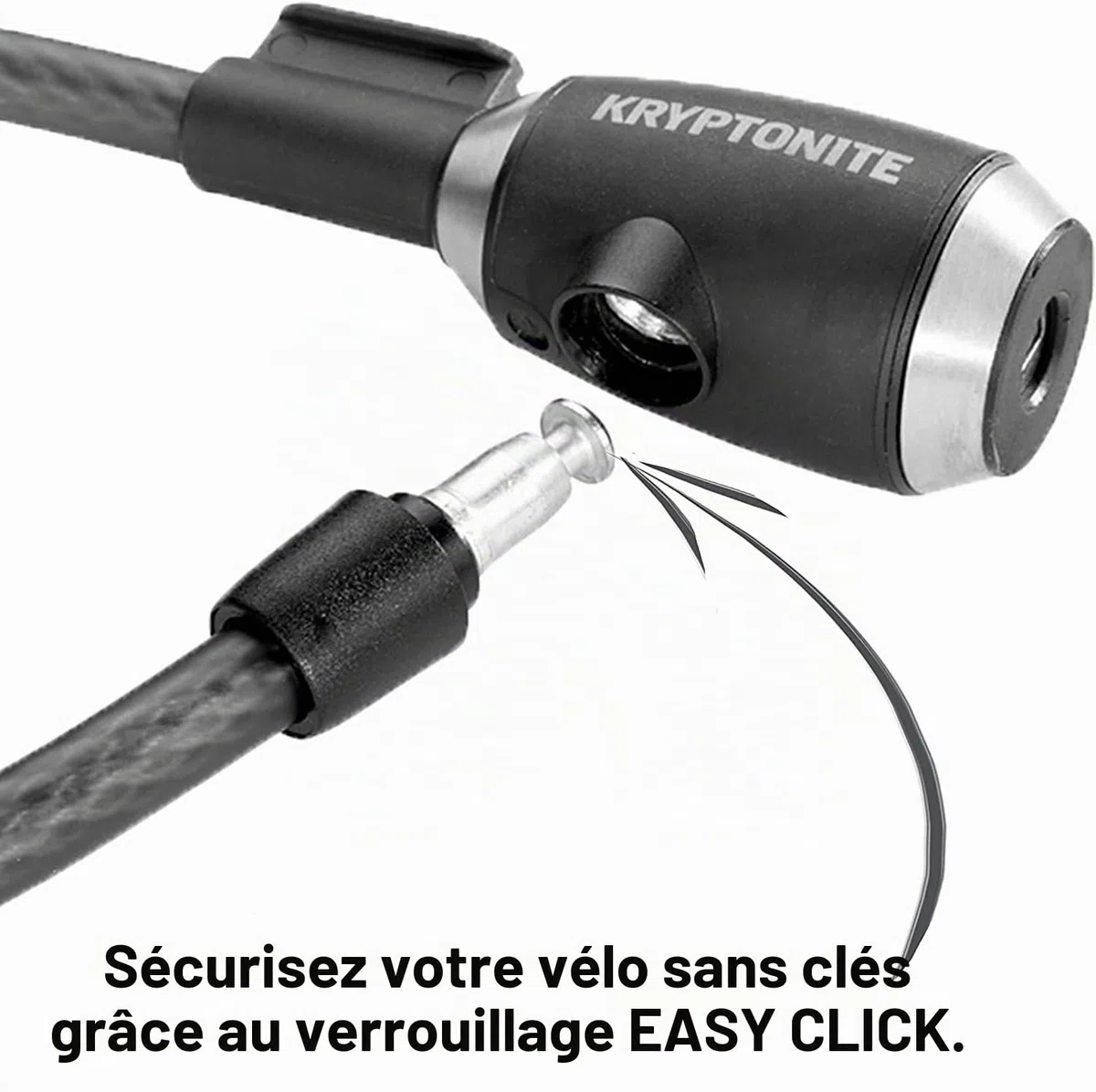 Kryptonite KryptoFlex 1518 Câble Antivol avec Clé, Niveau Sécurité 3/10 | Câble Tressé en Acier de 15 mm, Antivol Vélo avec Revêtement en Vinyle, Système Easy-Click, 1,07 kg, Longueur 180 cm