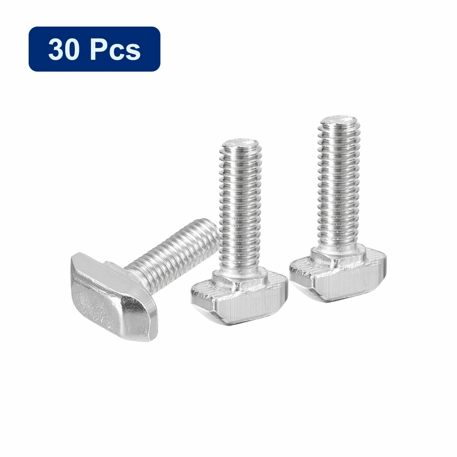 QUARKZMAN 30Pcs Boulons en T-Slot, M6 x 20mm Boulon à Tête de Marteau T Vis Goujon pour Profilé en Aluminium en T de la Série 3030, Acier Inoxydable 304, Argent