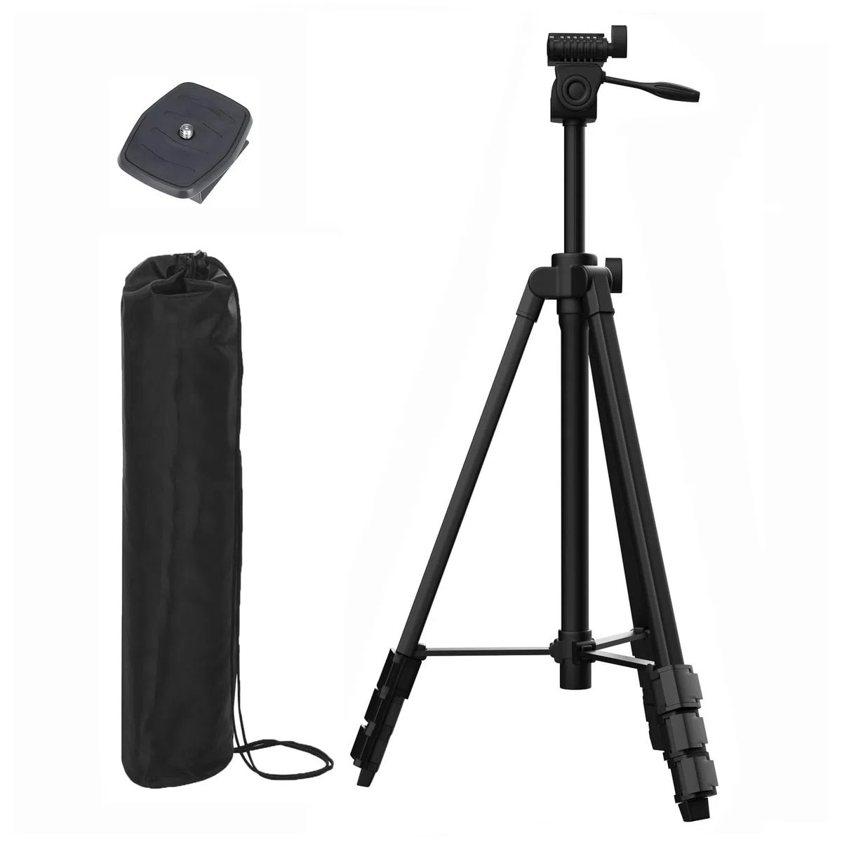 Trépied en aluminium pour nivellement laser de 148 cm de hauteur et 0,65 kg léger avec niveau de bulles, plaque de déclenchement rapide avec filetage de vis 1/4"-20 pour appareil de nivellement de