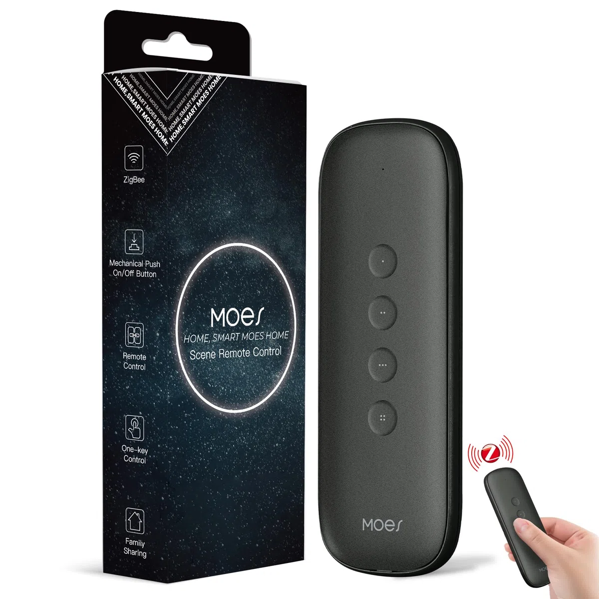 MOES ZigBee Interrupteur Intelligent Commutateur sans Fil | 12 scènes, sans installation, MOES ZigBee Hub nécessaire, télécommande, app Smart Life/Tuya