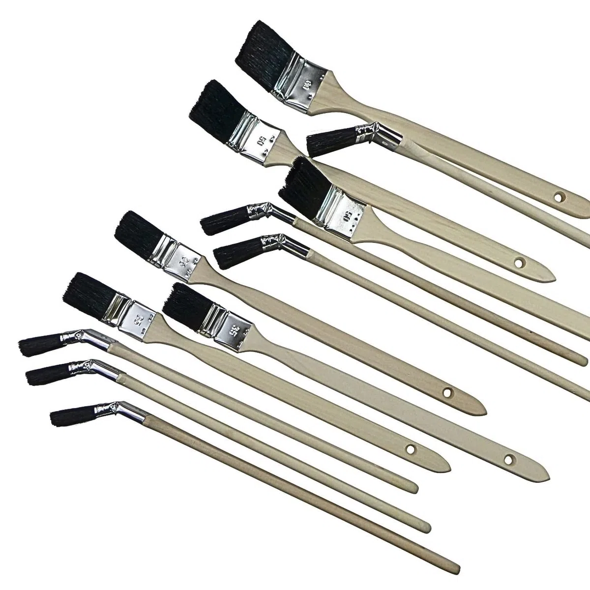 ROTIX - 98044 | 12 pinceaux pour radiateur 35-50-60 mm | Poils mélangés noirs | Qualité artisanale